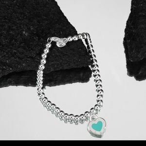Solid Sterling Silver 925 beaded heart bracelet